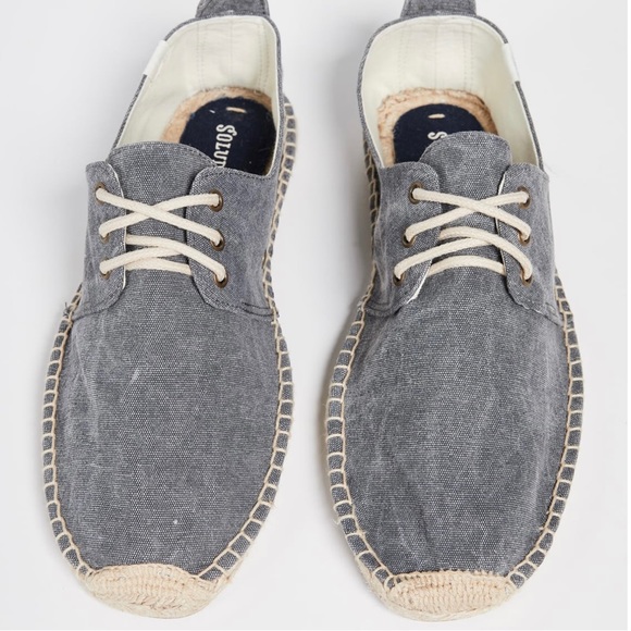 ❌SOLD❌Soludos Gray Washed Canvas Lace Up Espadrille Derby Oxfords Mens 9 Gray - Picture 3 of 13